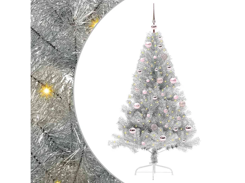 Albero di Natale artificiale preilluminato argento 150 cm PET