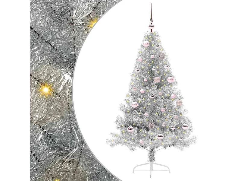 Albero di Natale artificiale preilluminato argento 150 cm PET