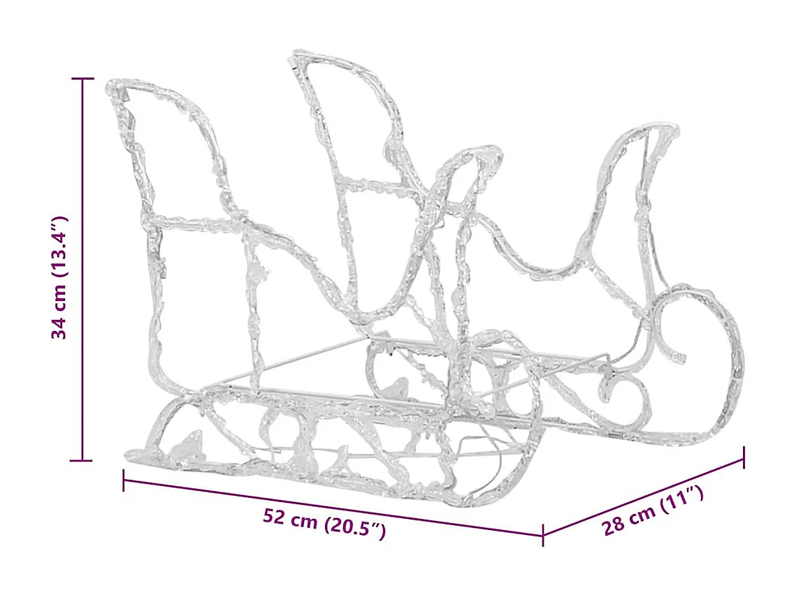 Décoration de Noël Rennes et traîneau 160 LED 130 cm Acrylique