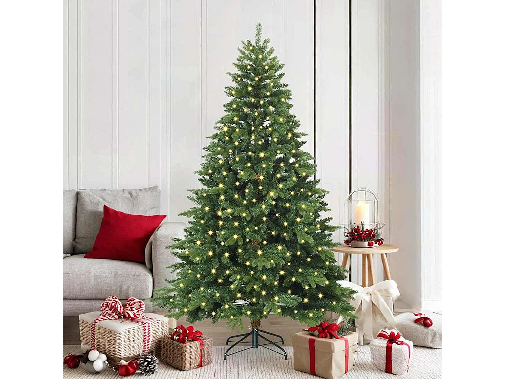 Sapin de Noël artificiel avec 300 LED Vert 180 cm PE et PVC
