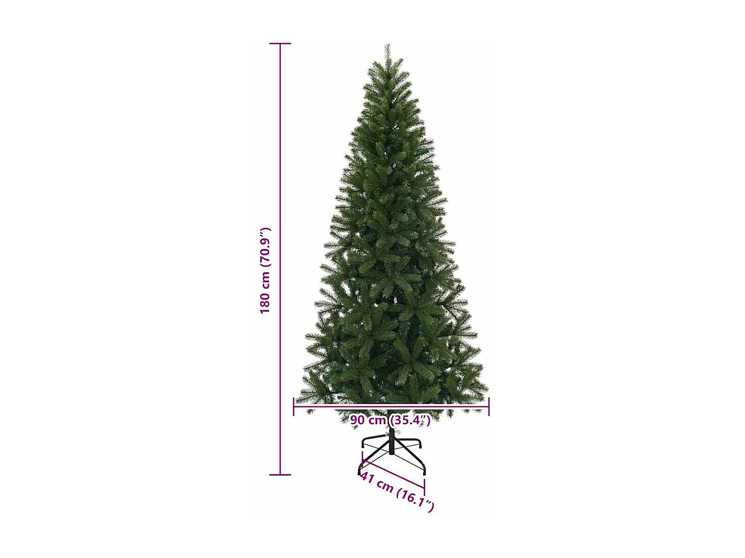 Kunstkerstboom Groen 180 cm PVC, PE en staal