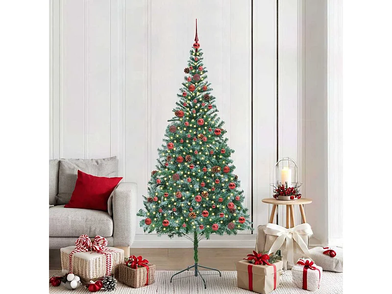 Albero di Natale artificiale con 300 LED Verde 210 cm PVC e Acciaio