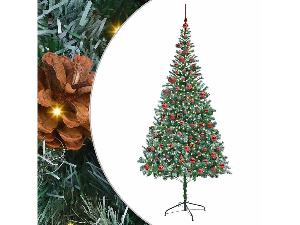 Albero di Natale artificiale con 300 LED Verde 210 cm PVC e Acciaio