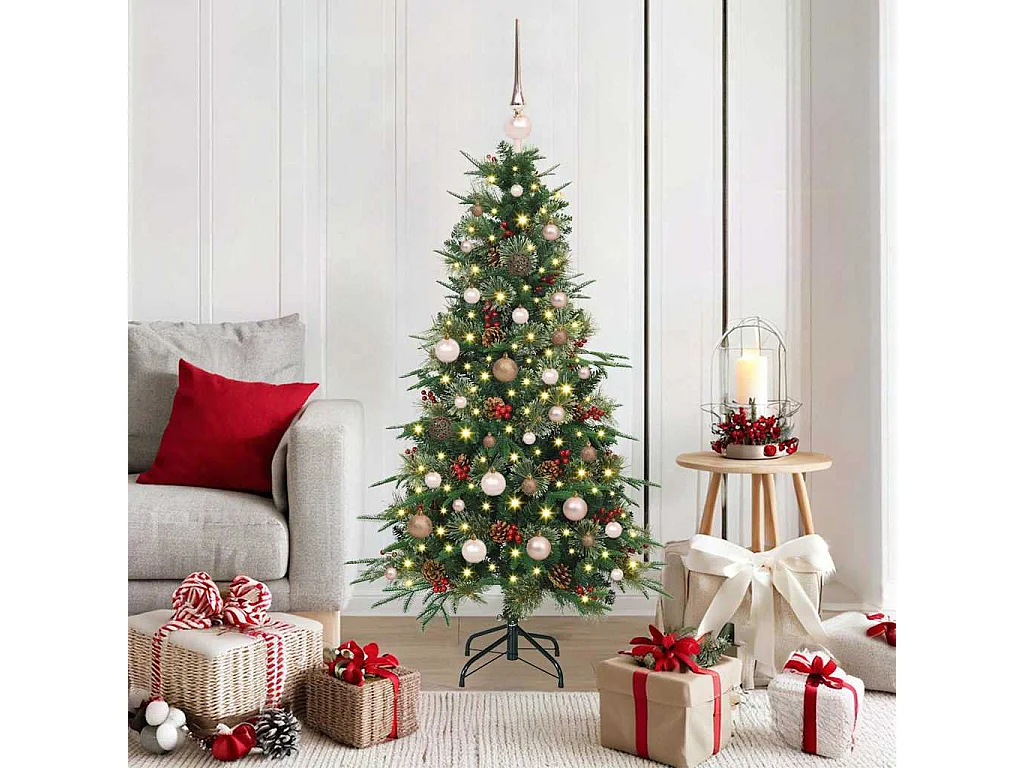 Albero di Natale artificiale con rami incernierati verde 150 cm
