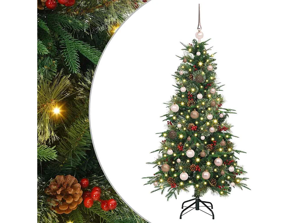 Albero di Natale artificiale con rami incernierati verde 150 cm
