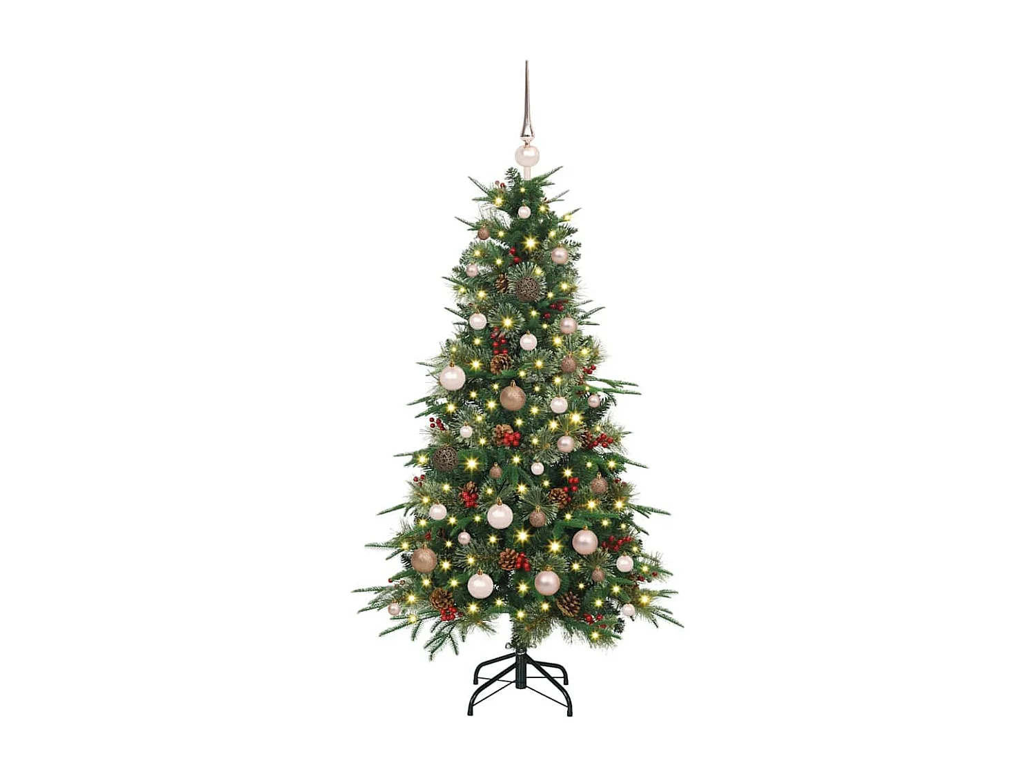 Albero di Natale artificiale con rami incernierati verde 150 cm