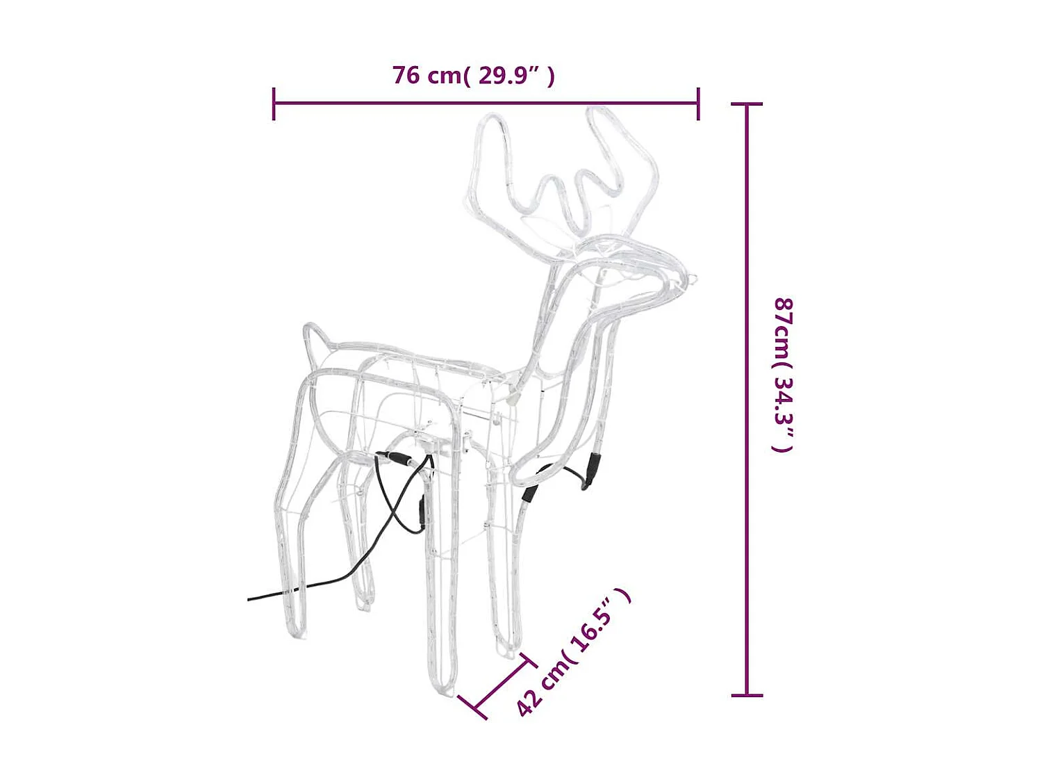 Renne de Noël avec tête mobile Blanc chaud 76x42x87 cm