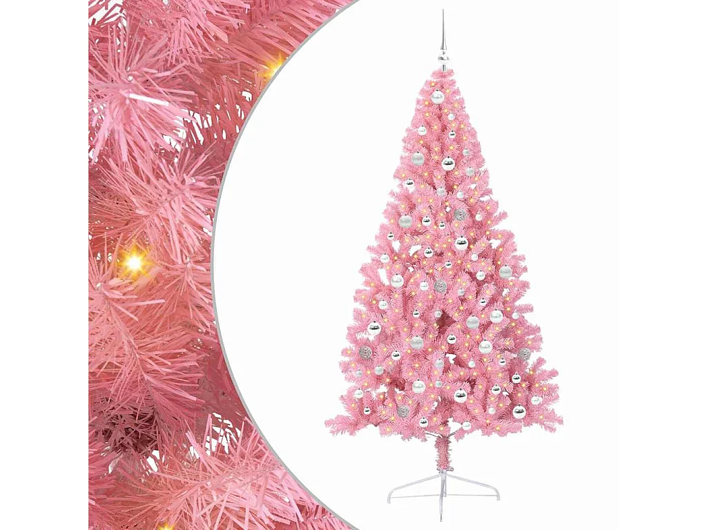 Sapin de Noël artificiel pré-éclairé Rose 210 cm PVC