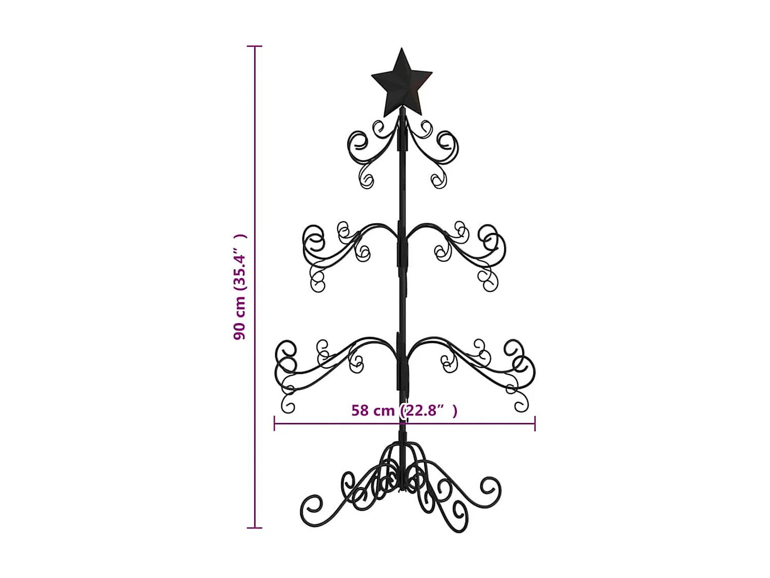 Metall-Weihnachtsbaum zur Dekoration schwarz 90 cm