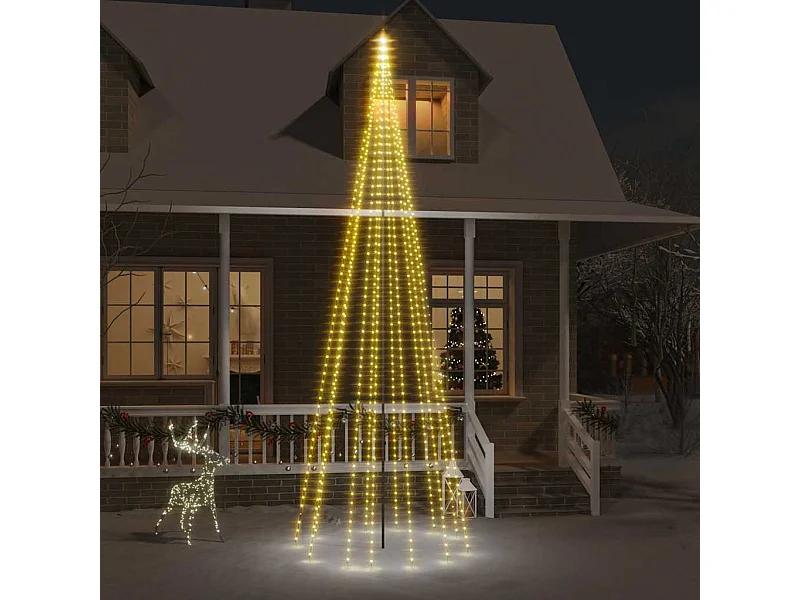 Sapin de Noël sur mât de drapeau 732 LED Blanc chaud 500 cm