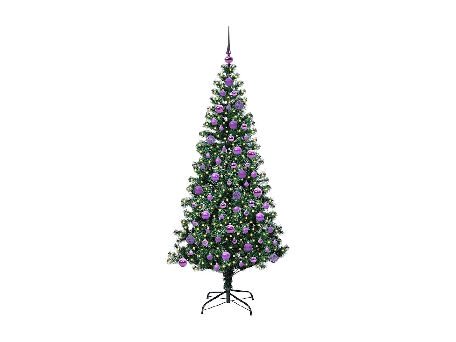 Albero di Natale artificiale preilluminato verde 180 cm PVC e metallo