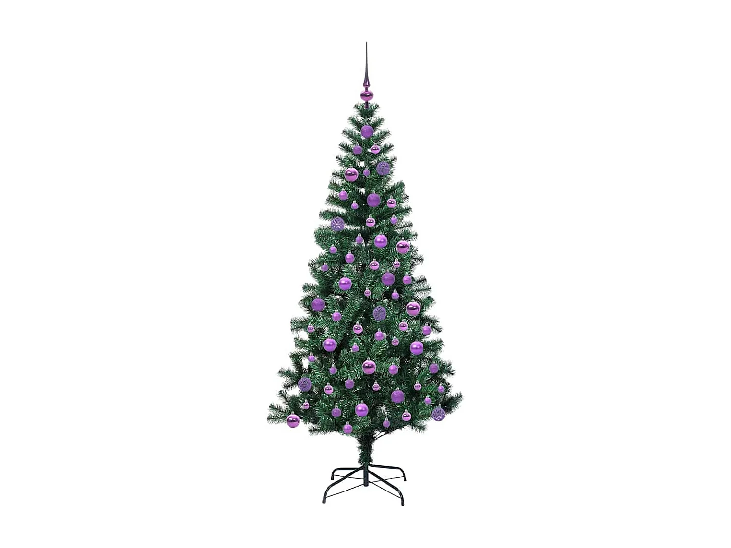 Albero di Natale artificiale preilluminato verde 180 cm PVC e metallo