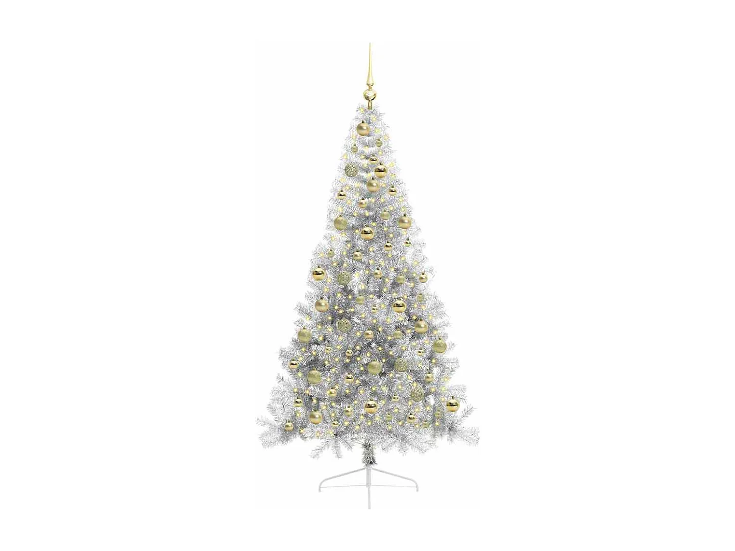 Sapin de Noël artificiel pré-éclairé Argent 210 cm PET