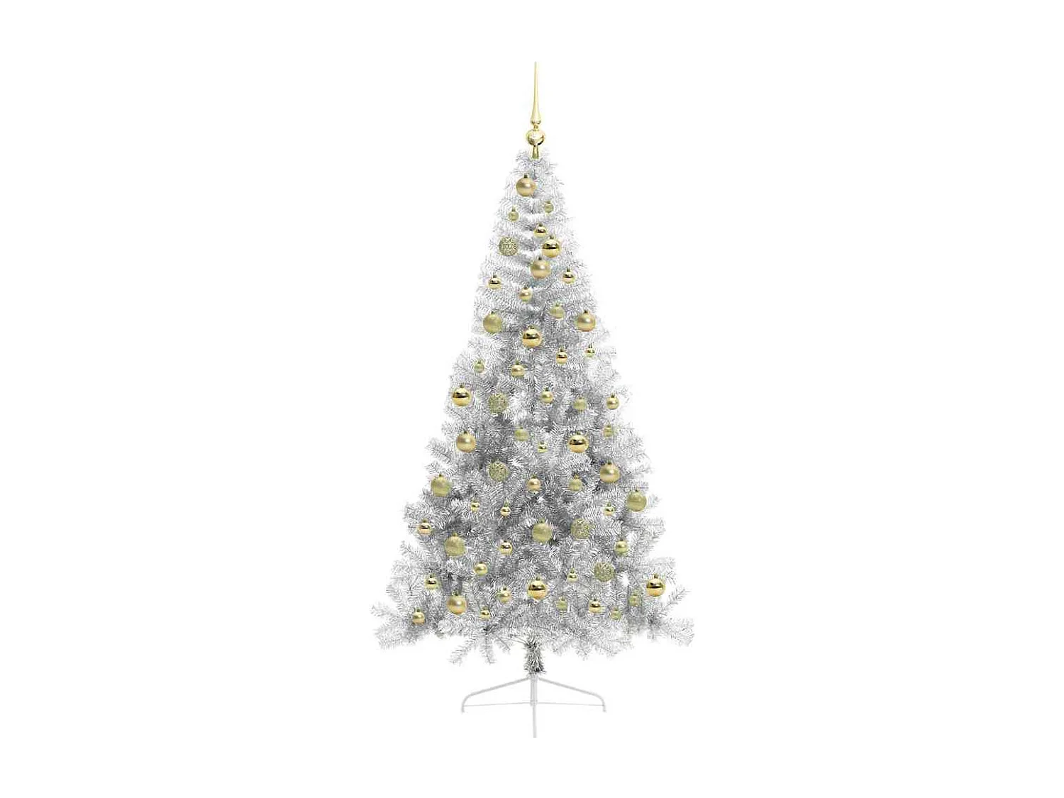 Sapin de Noël artificiel pré-éclairé Argent 210 cm PET