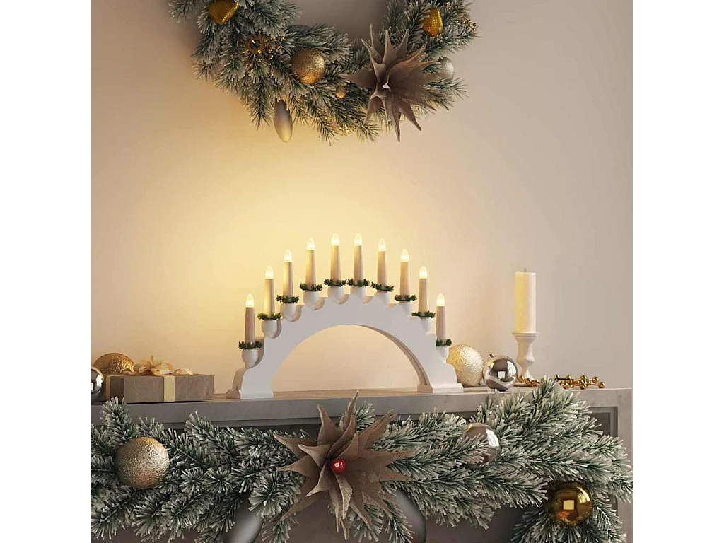 Arco di candele natalizie con 10 candele LED bianche