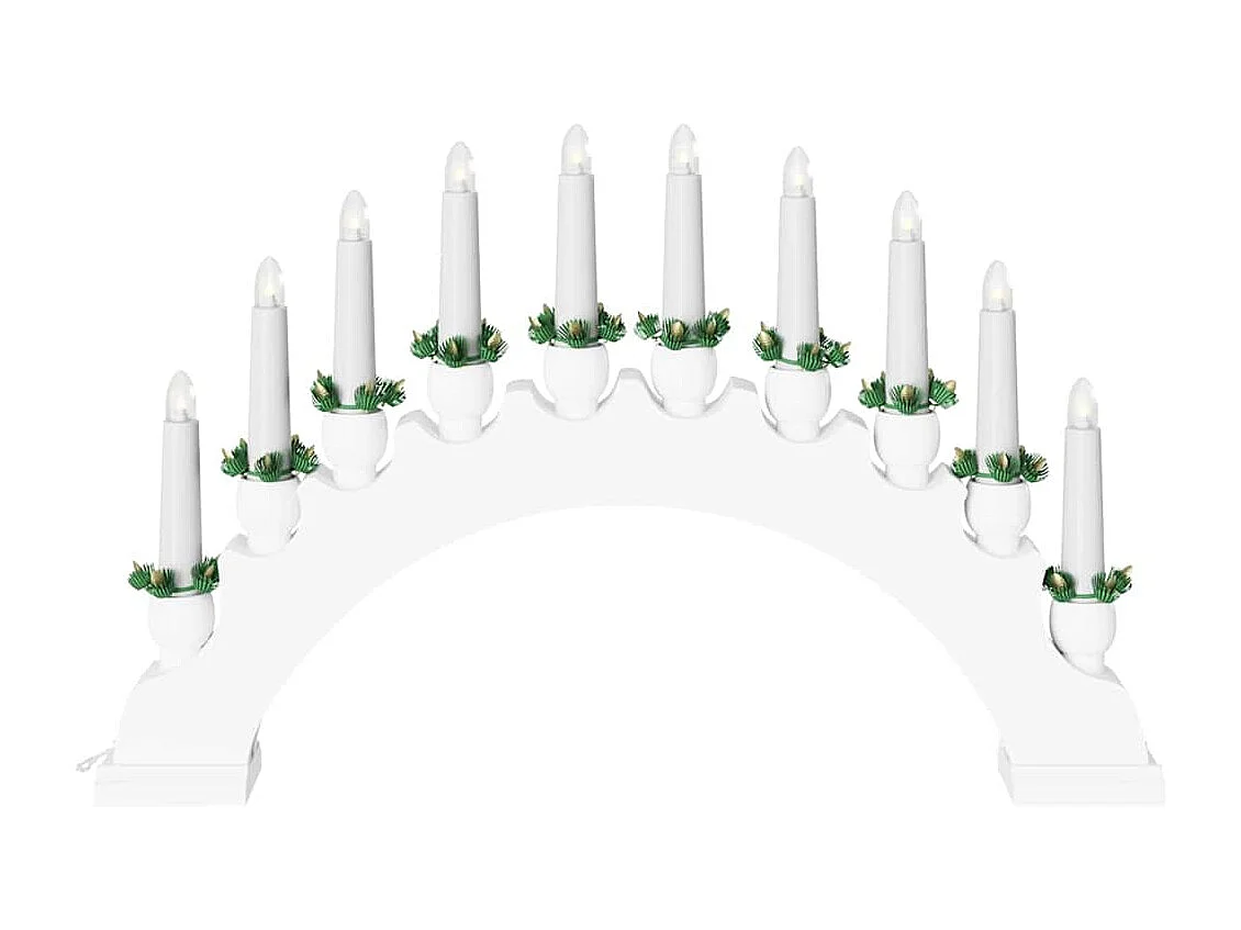 Arco di candele natalizie con 10 candele LED bianche