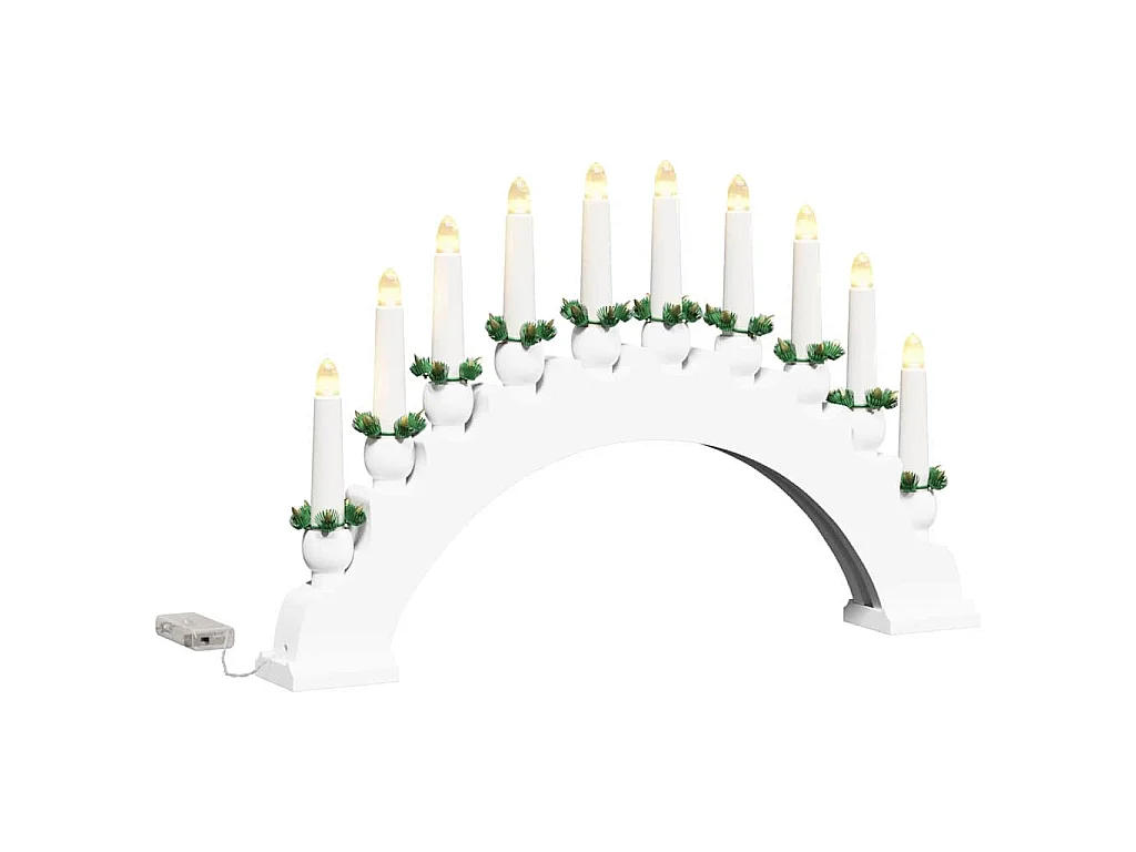 Weihnachts-Schwibbogen mit 10 weißen LED-Kerzen