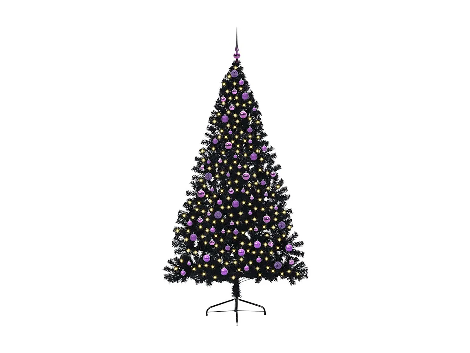 Künstlicher Weihnachtsbaum mit Beleuchtung, Schwarz, 210 cm, PVC