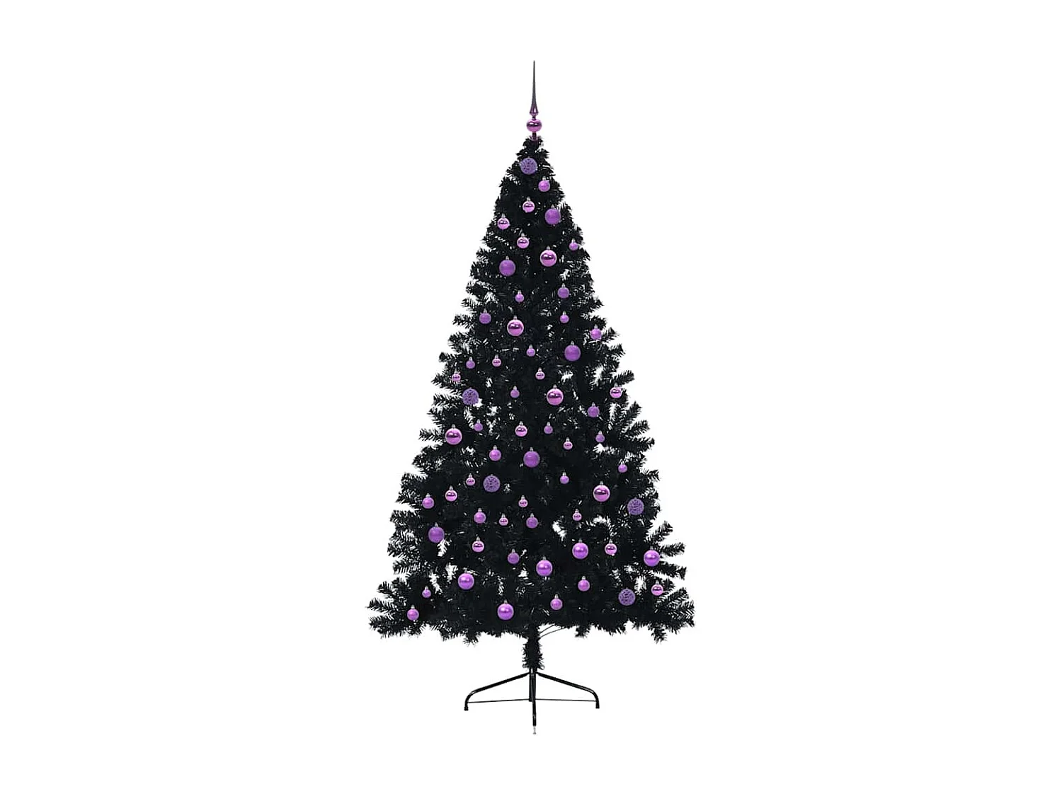 Sapin de Noël artificiel pré-éclairé Noir 210 cm PVC