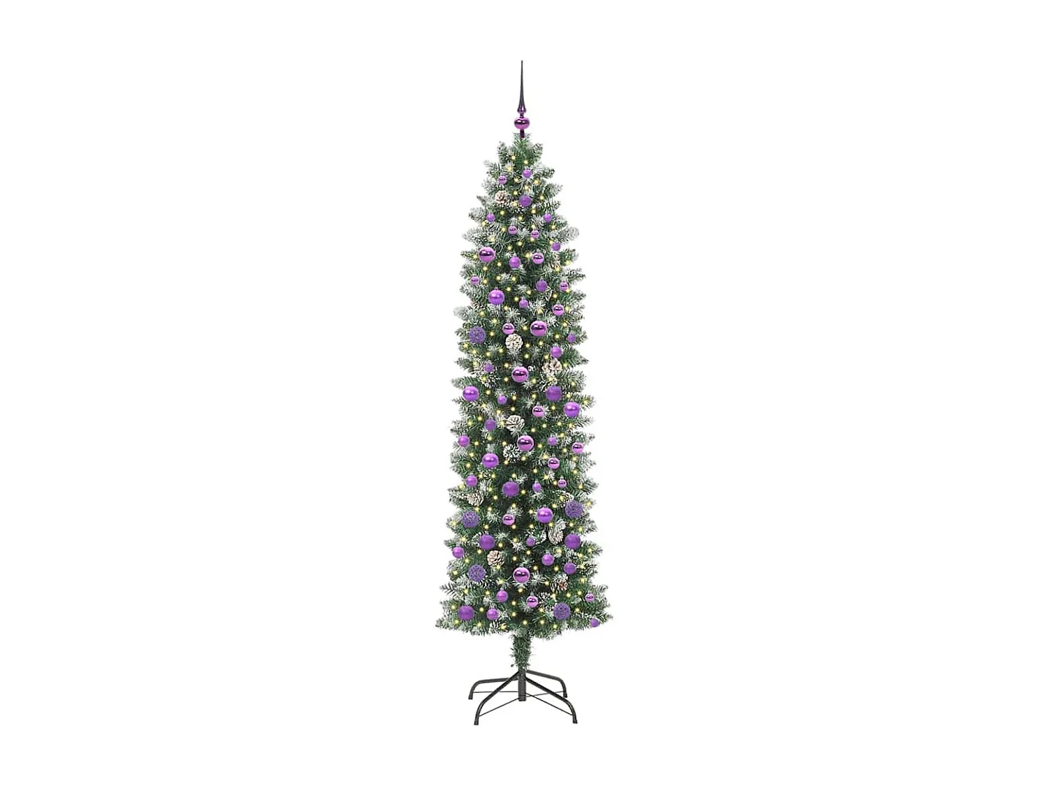 Arbre de Noël artificiel slim avec 300 LED Vert et blanc 210 cm