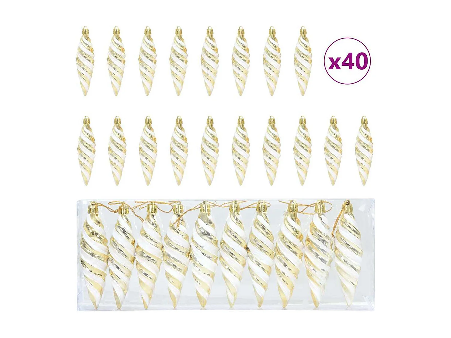 Boule en forme de spirale de Noël 40 pcs Doré