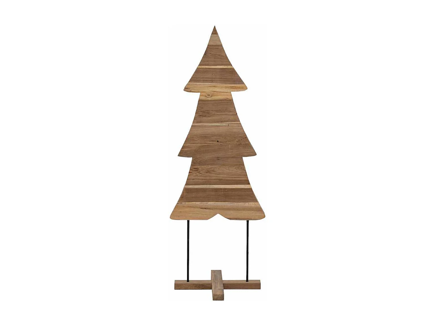 Albero di Natale con supporto marrone 90 cm in legno massello di teak