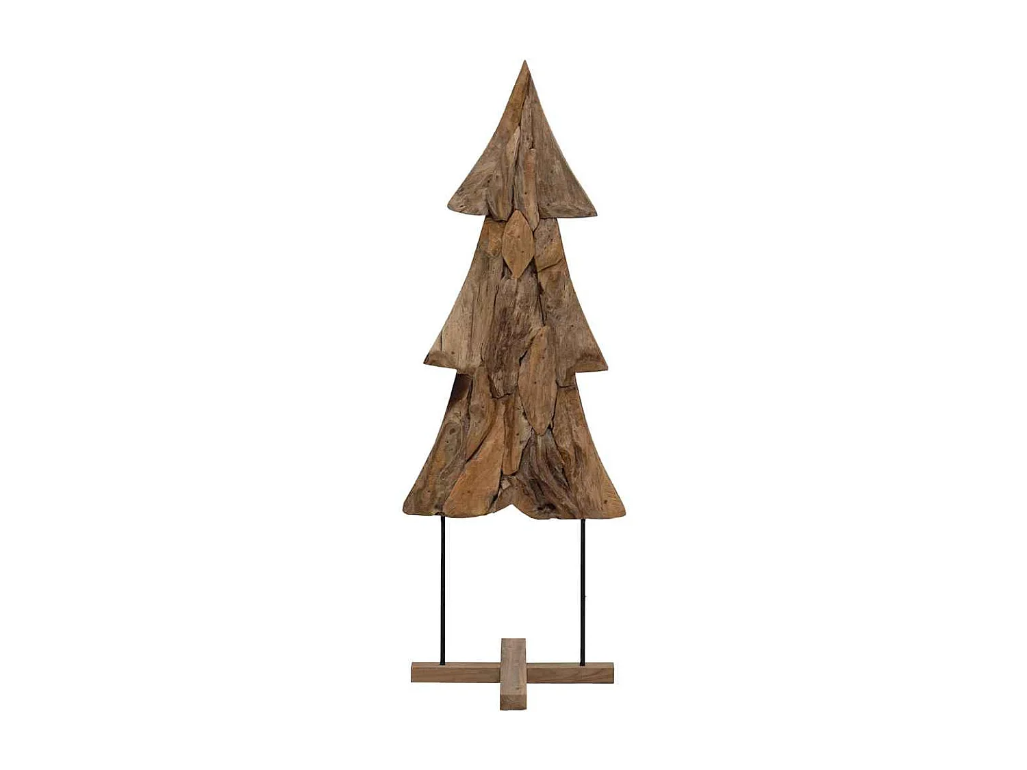 Sapin de Noël avec support Marron 90 cm Bois de teck solide