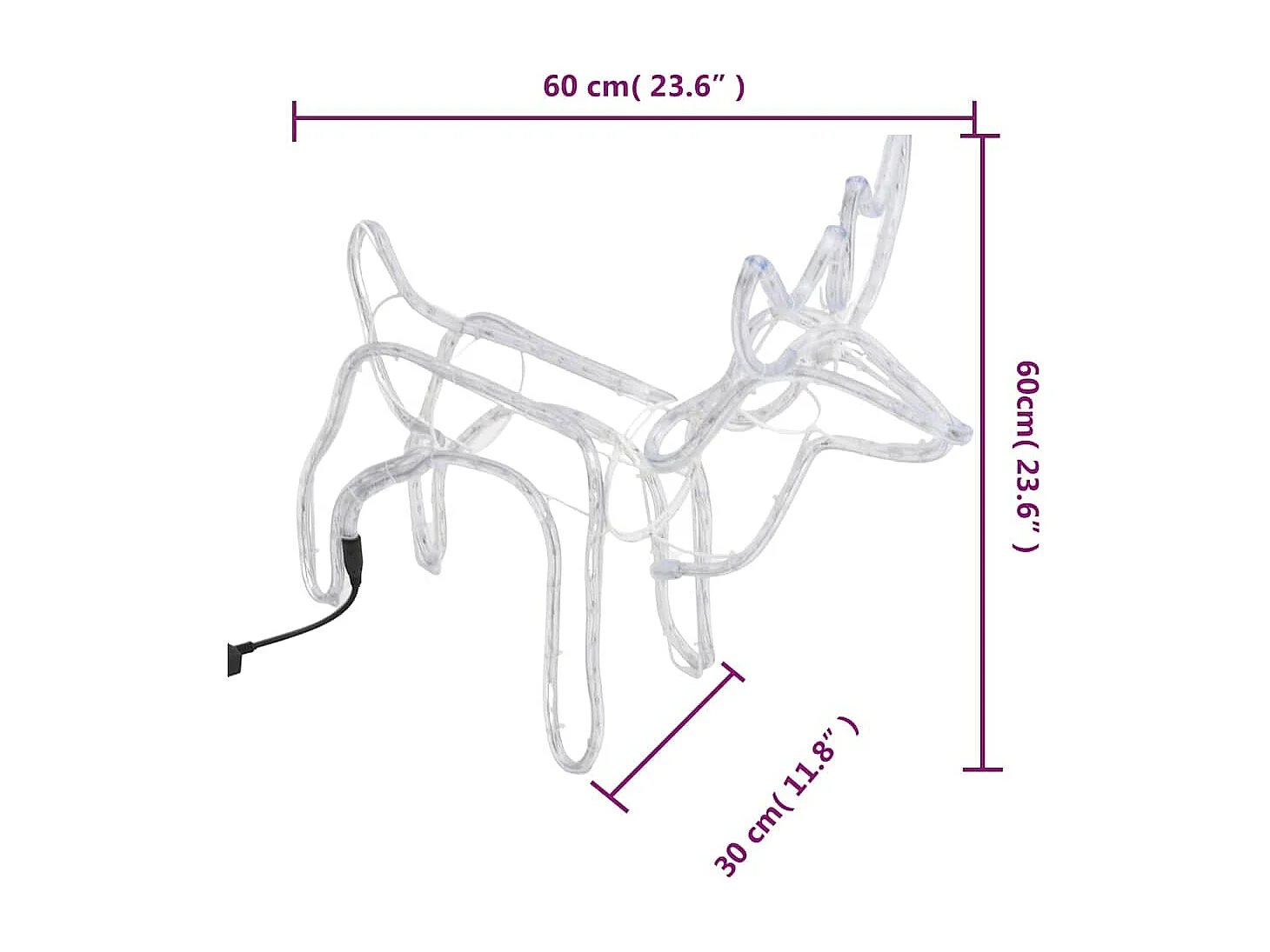 Kerstrendier 2 stuks Warm wit 60x30x60 cm