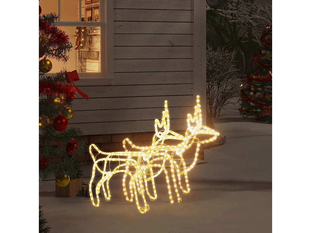 Rennes de Noël 2 pcs Blanc chaud 60x30x60 cm