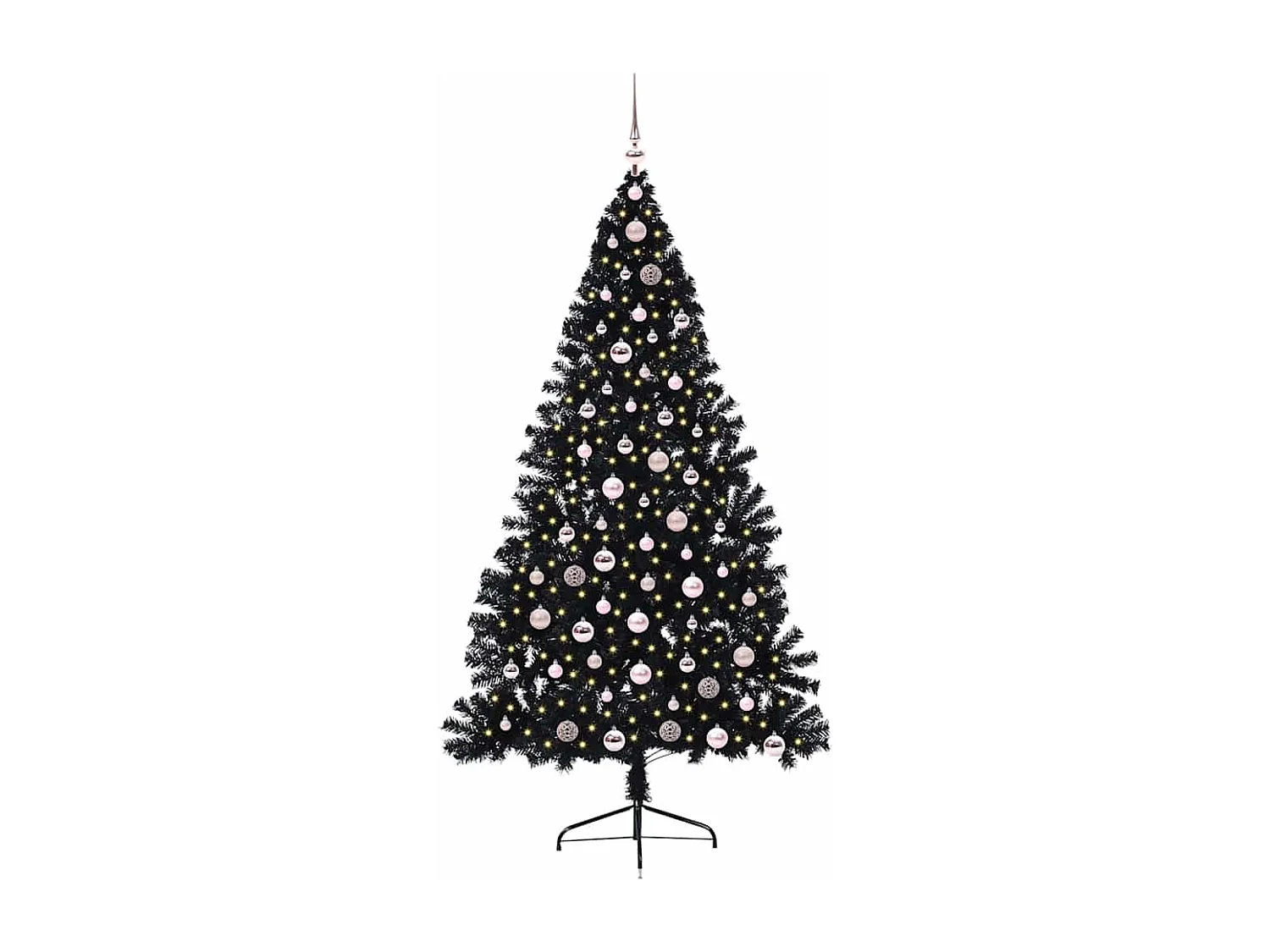 Sapin de Noël artificiel pré-éclairé Noir 210 cm PVC