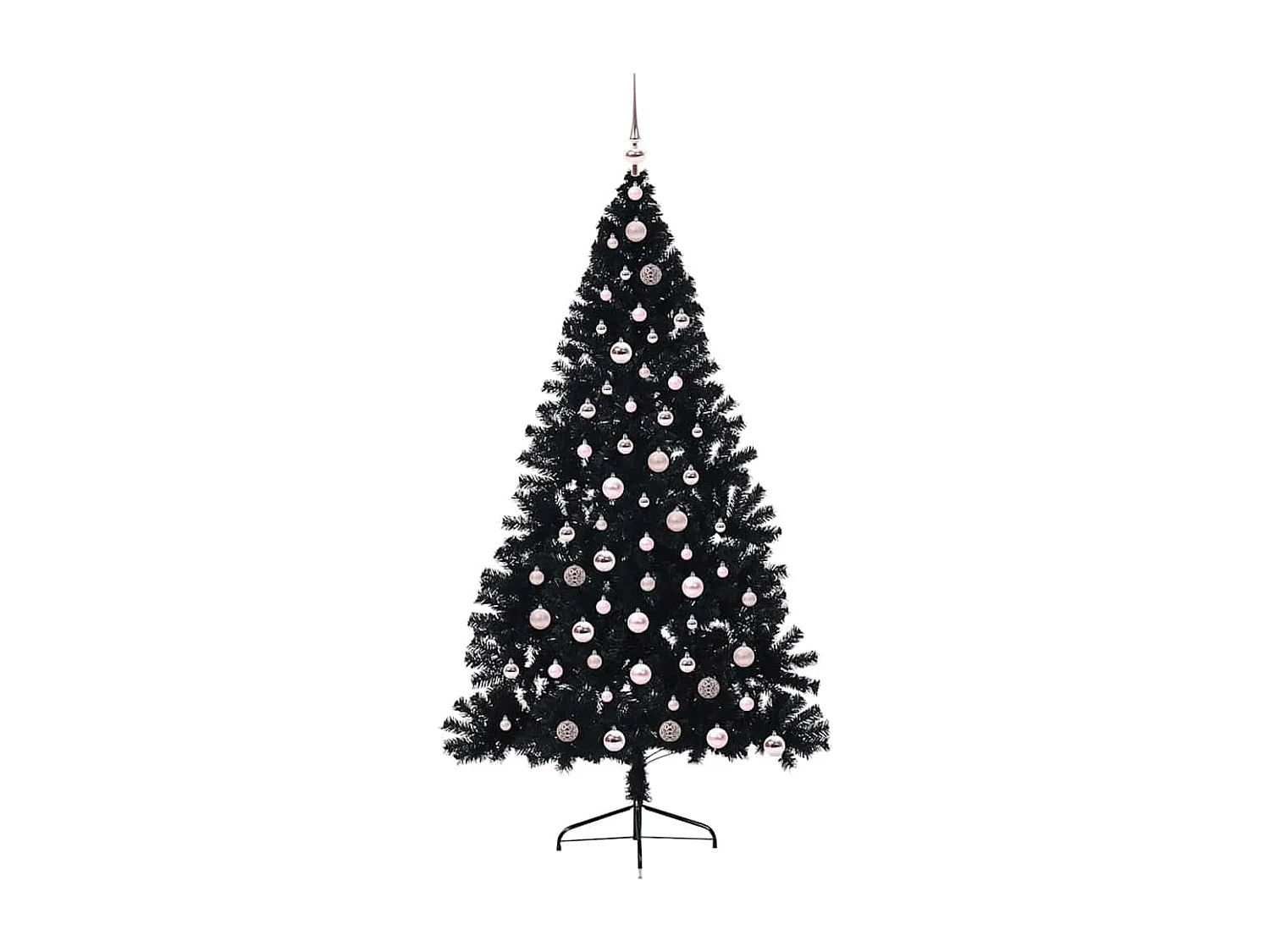 Sapin de Noël artificiel pré-éclairé Noir 210 cm PVC