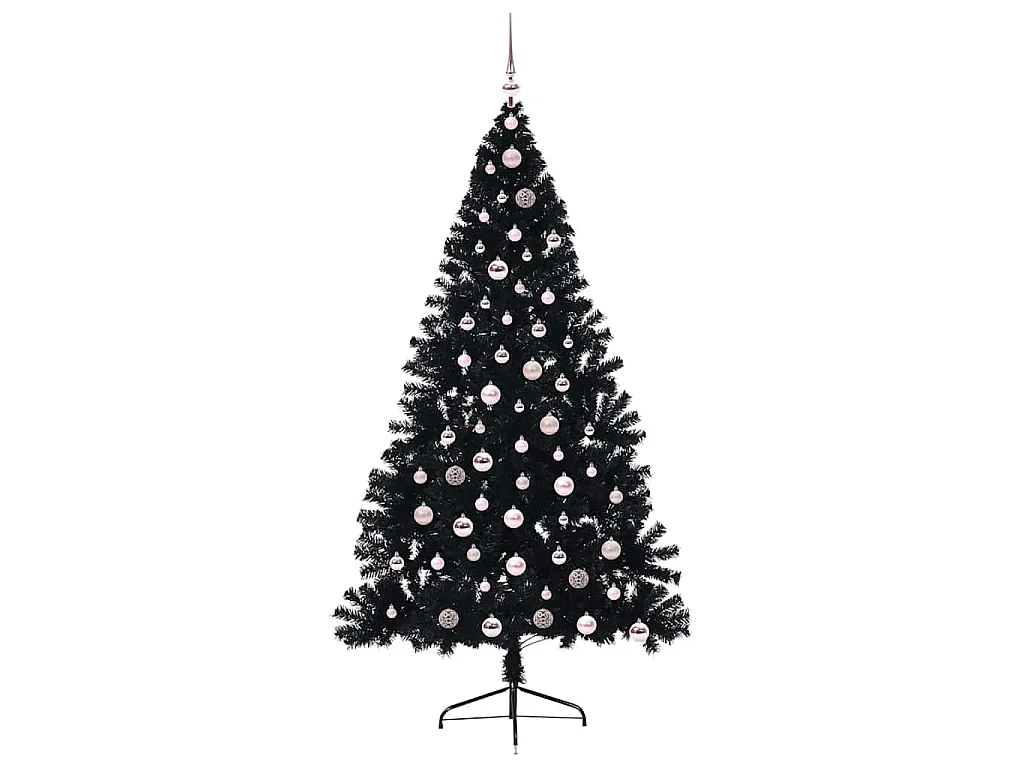 Sapin de Noël artificiel pré-éclairé Noir 210 cm PVC