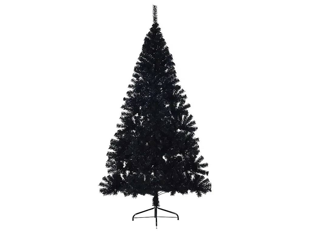 Sapin de Noël artificiel pré-éclairé Noir 210 cm PVC