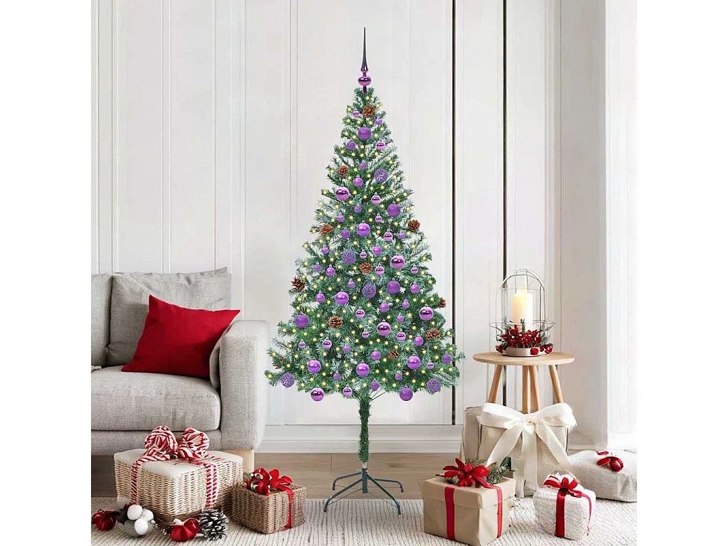 Albero di Natale artificiale con 300 LED Verde 180 cm PVC e Acciaio