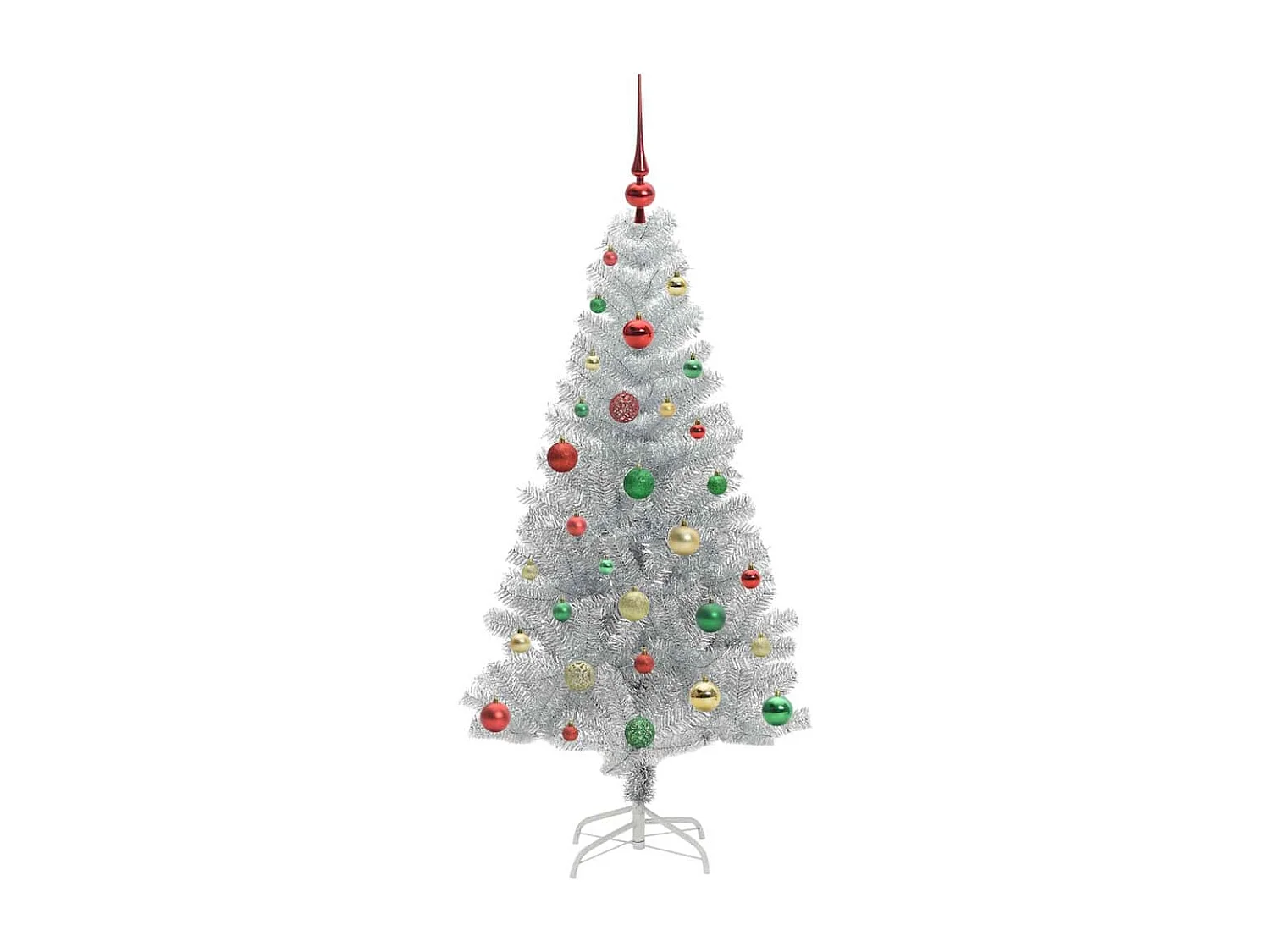Sapin de Noël avec 150 LED avec support Argent 150 cm PET