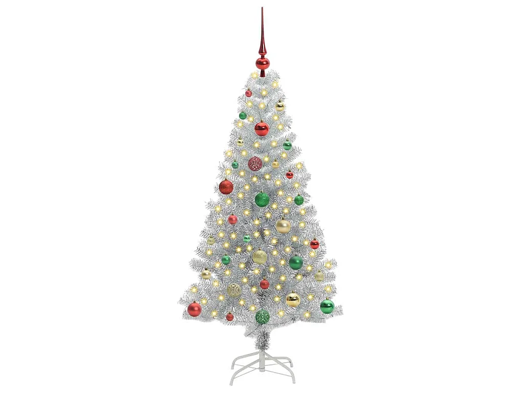 Albero di Natale con 150 LED con supporto Argento 150 cm PET