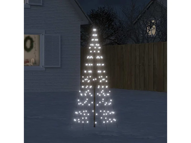 LED kerstboom op vlaggenmast 200 witte LED's 180 cm