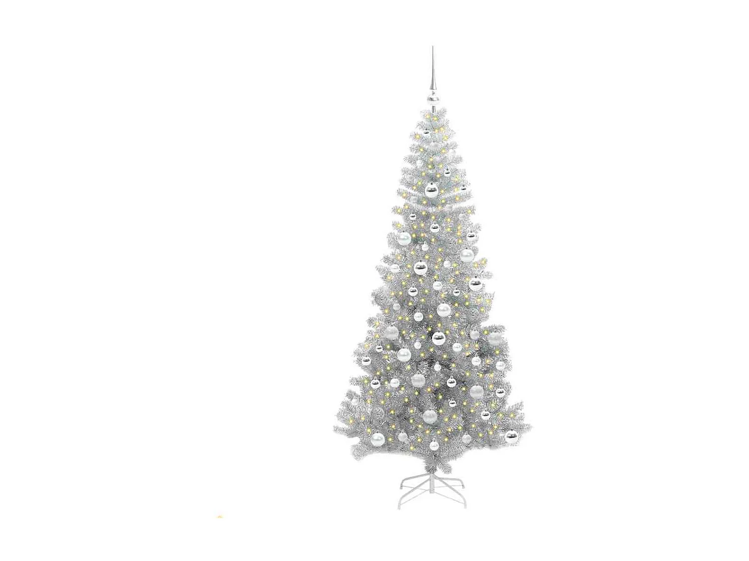 Weihnachtsbaum mit 300 LEDs mit Ständer Silber 180 cm PET