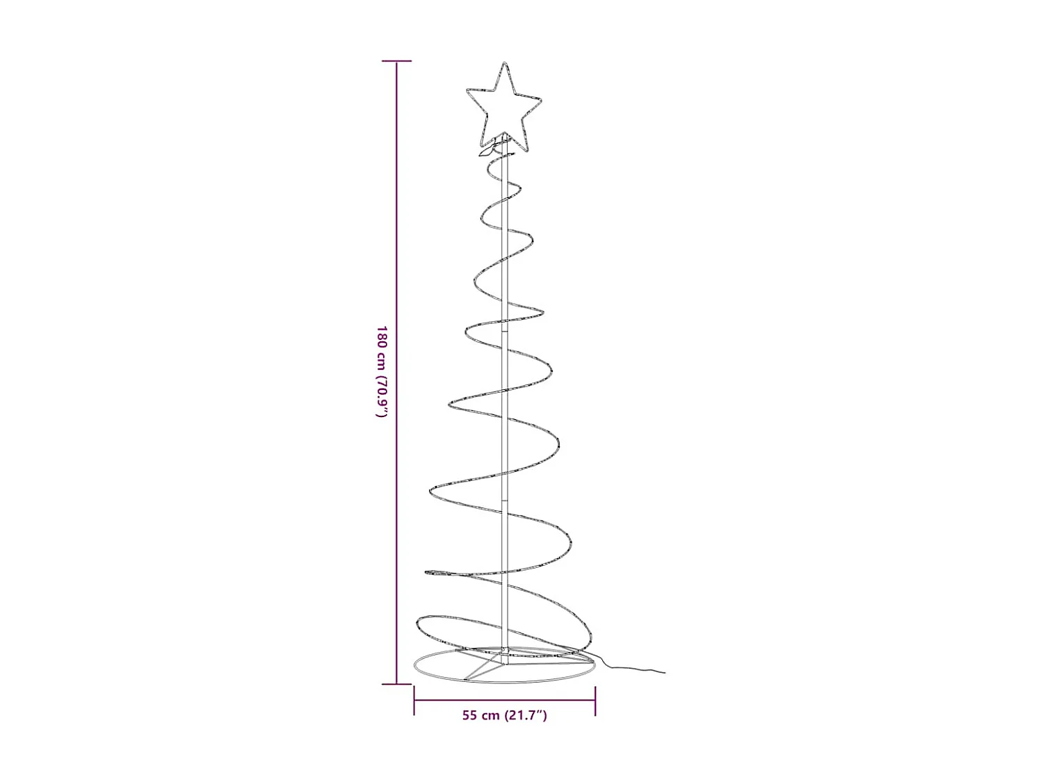 Sapin de Noël à LED 120 LED blanc chaud 180 cm