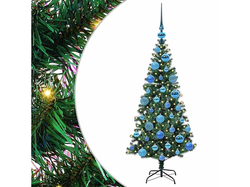 Voorverlichte kunstkerstboom groen 120 cm PVC en metaal