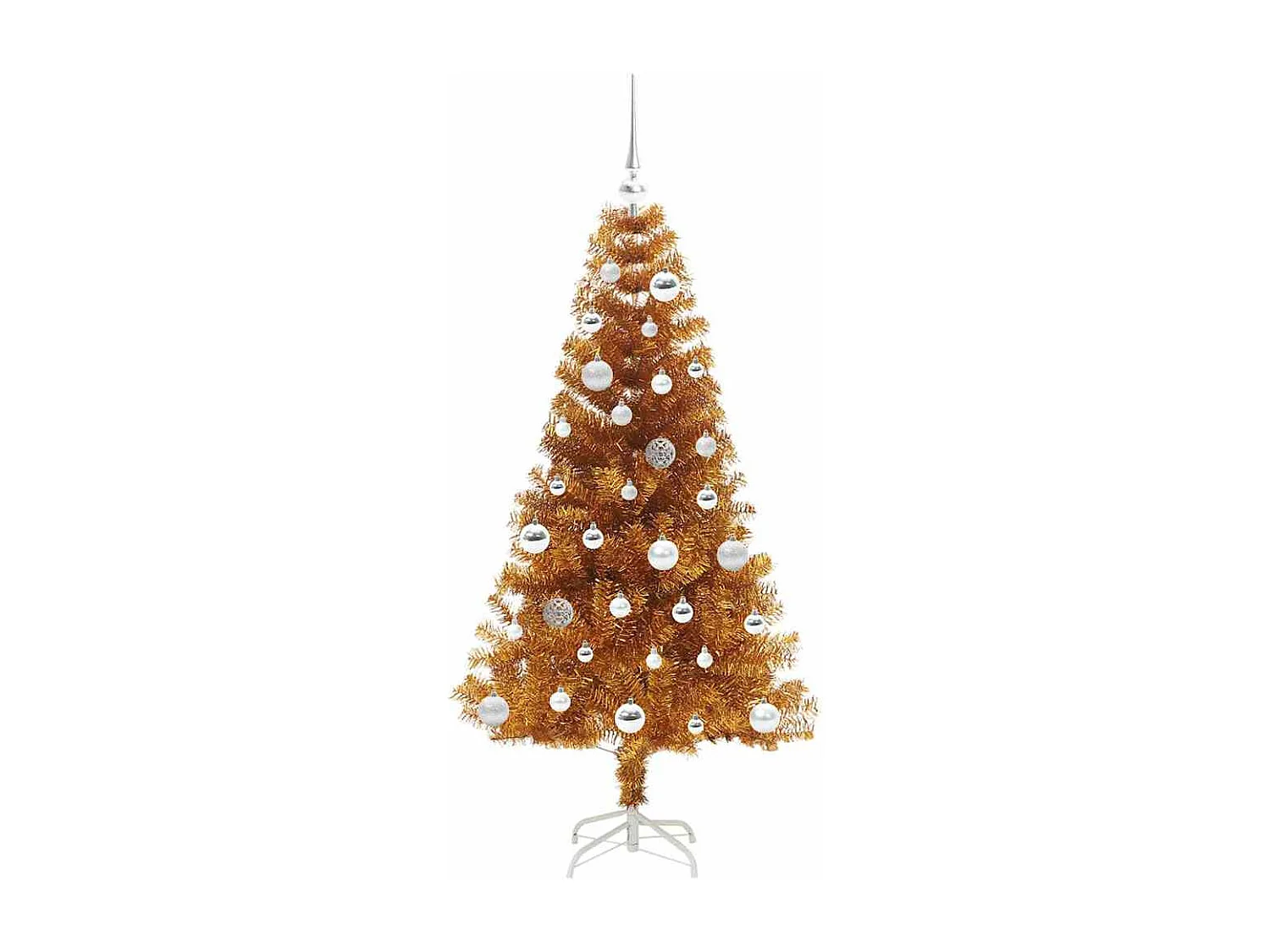 Sapin de Noël avec 150 LED avec support Doré 150 cm PET