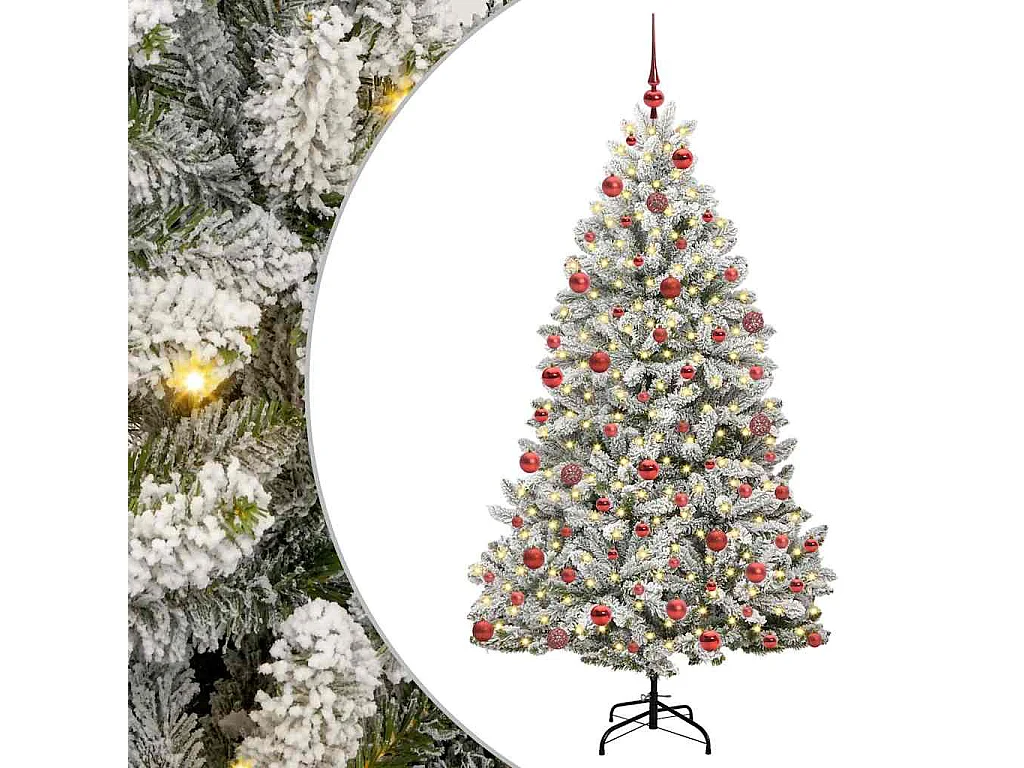 Albero di Natale artificiale Verde e bianco 180 cm PVC e metallo