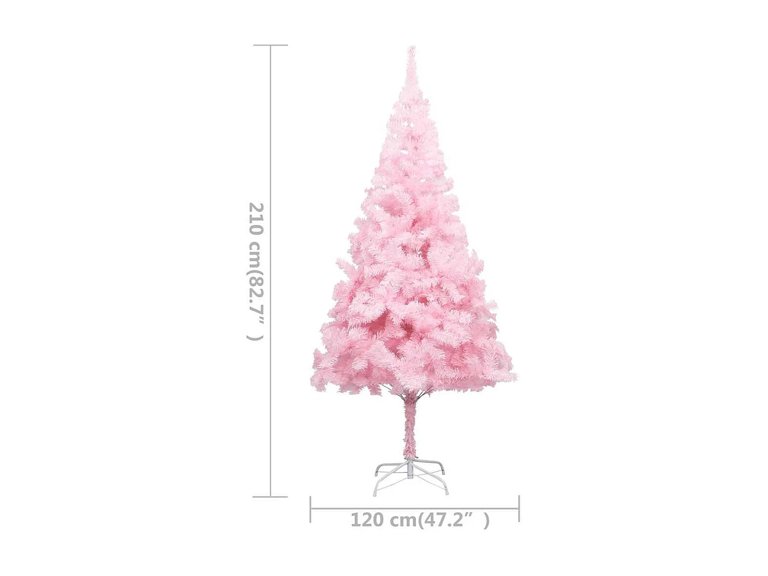 Albero di Natale artificiale preilluminato con palline rosa 210 cm PVC