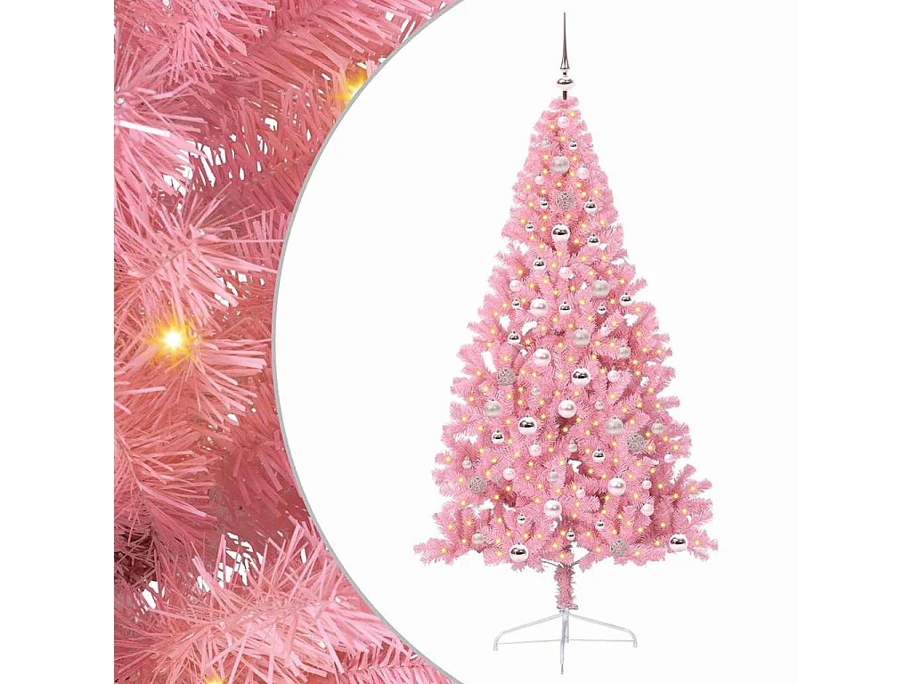 Sapin de Noël artificiel pré-éclairé Rose 240 cm PVC