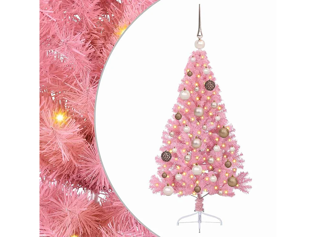 Sapin de Noël artificiel pré-éclairé Rose 120 cm PVC