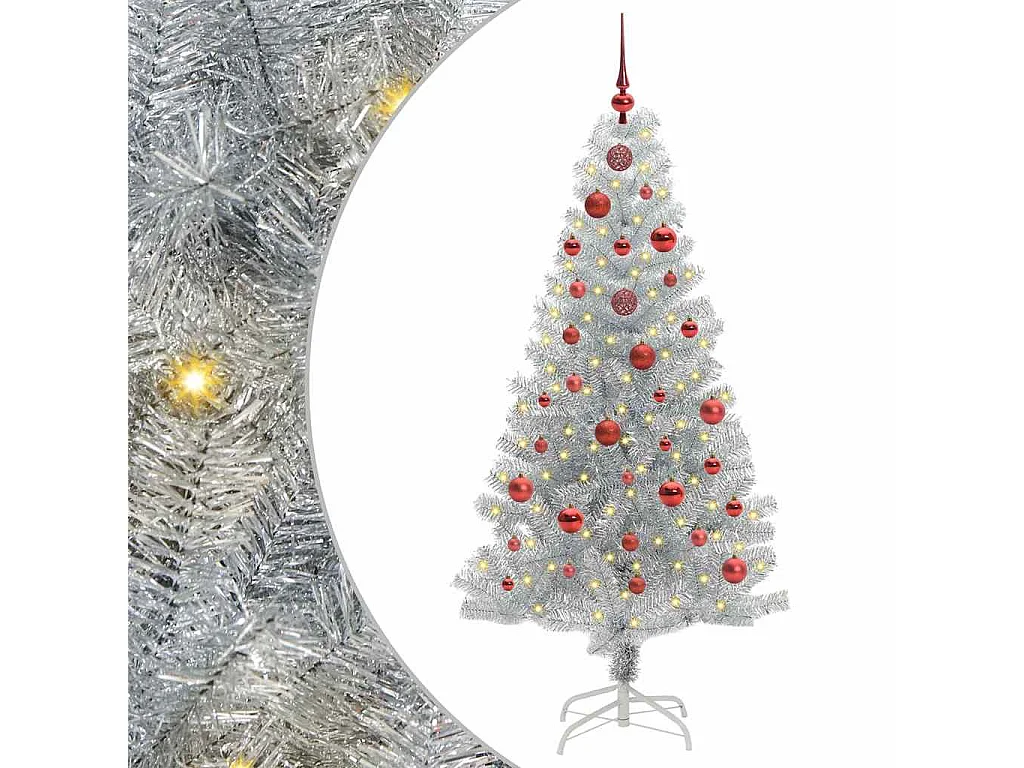 Weihnachtsbaum mit 150 LEDs mit Ständer Silber 150 cm PET