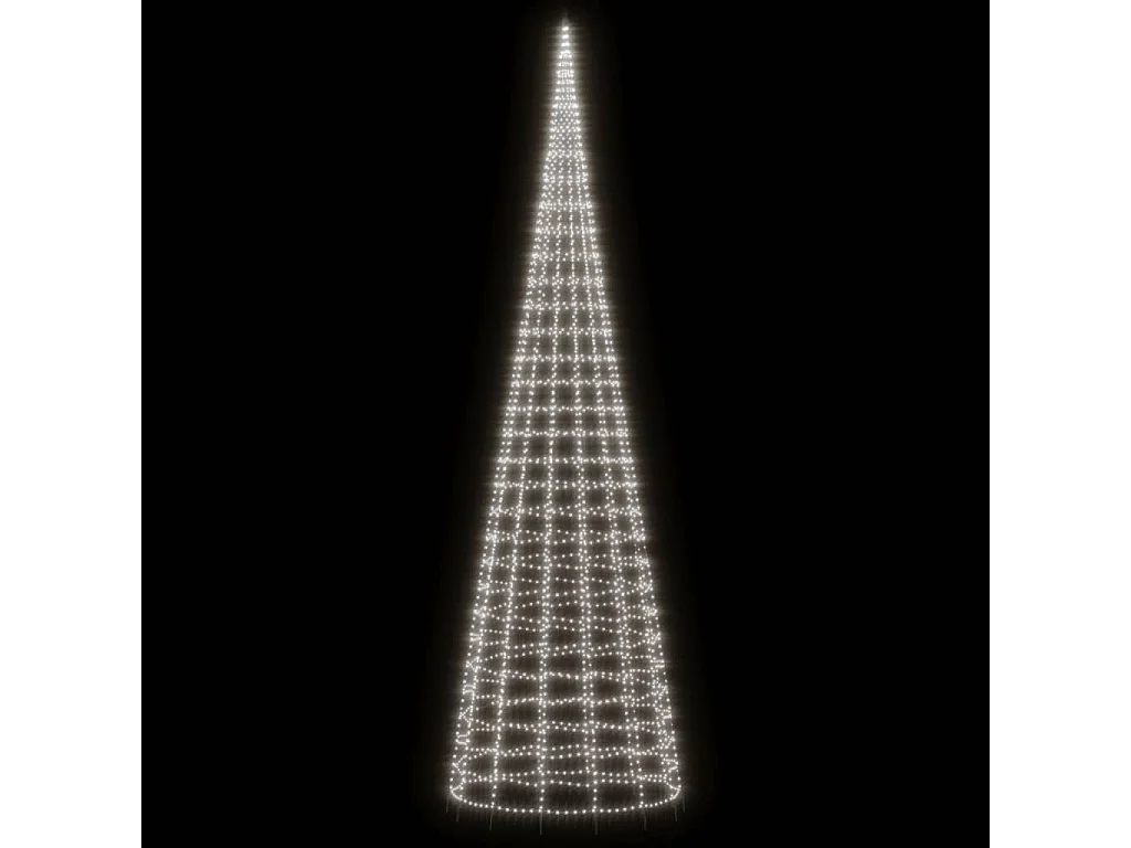 Sapin de Noël à LED sur mât de drapeau 3000 LED blanc 800 cm