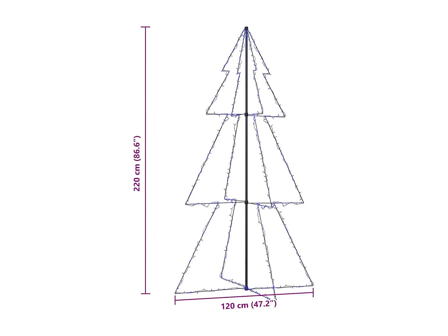 Kerstboomkegel 300 LED binnen/buiten 120x220 cm