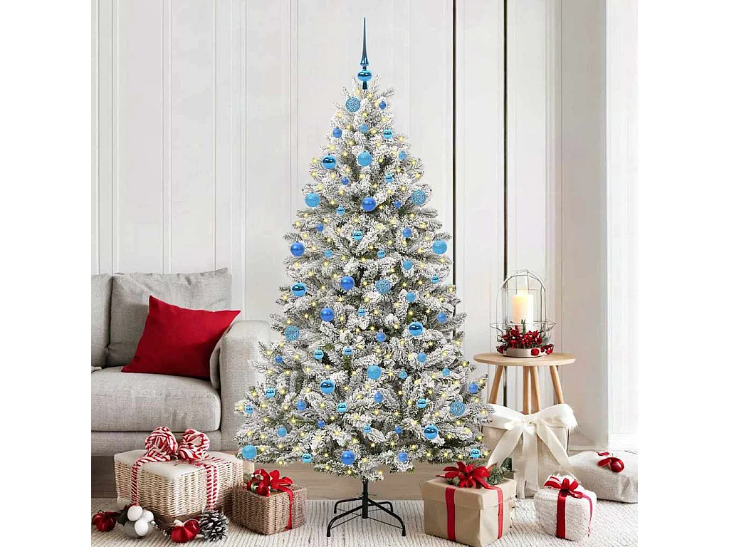 Albero di Natale artificiale Verde e bianco 180 cm PVC e metallo