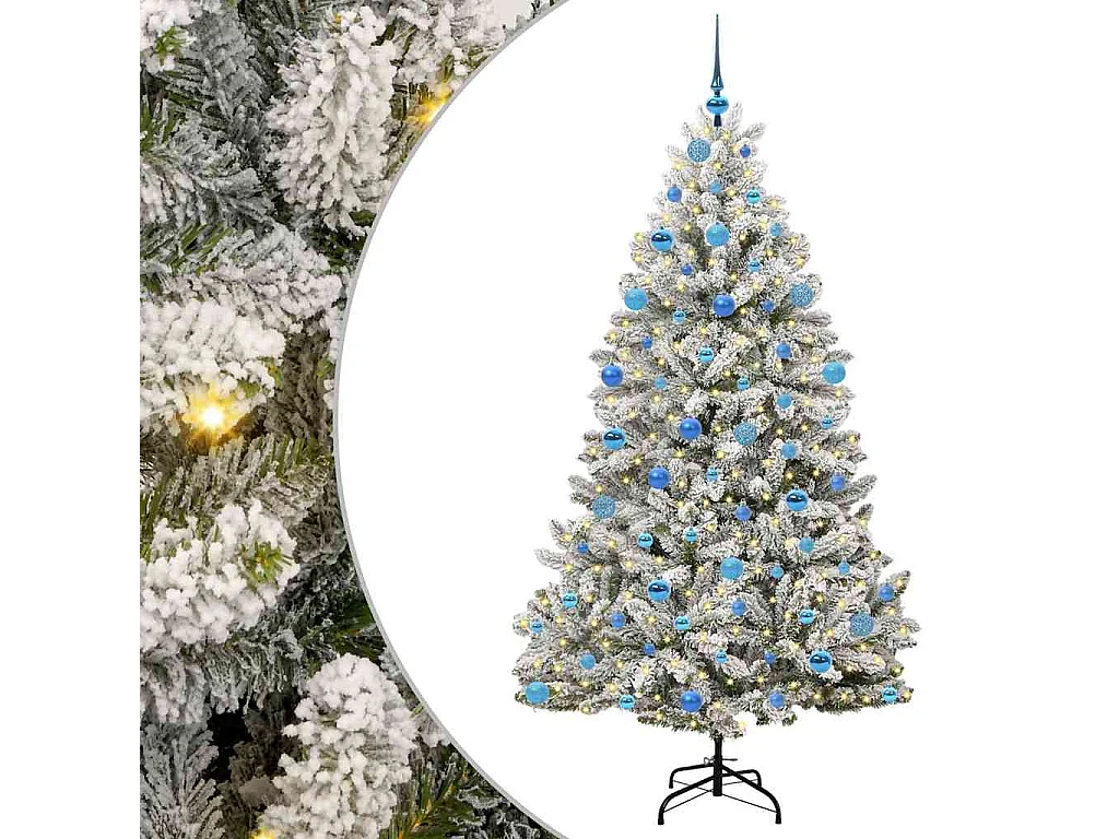 Albero di Natale artificiale Verde e bianco 180 cm PVC e metallo